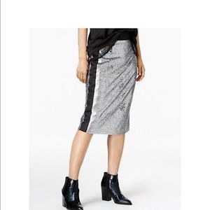 Bar III Sequin Pencil Skirt | Black and White